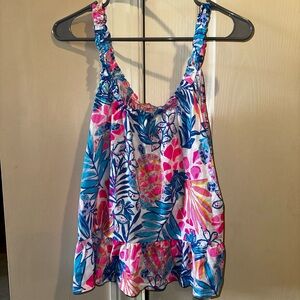 Lilly Pulitzer Blue and Pink Tropical Tank Top
